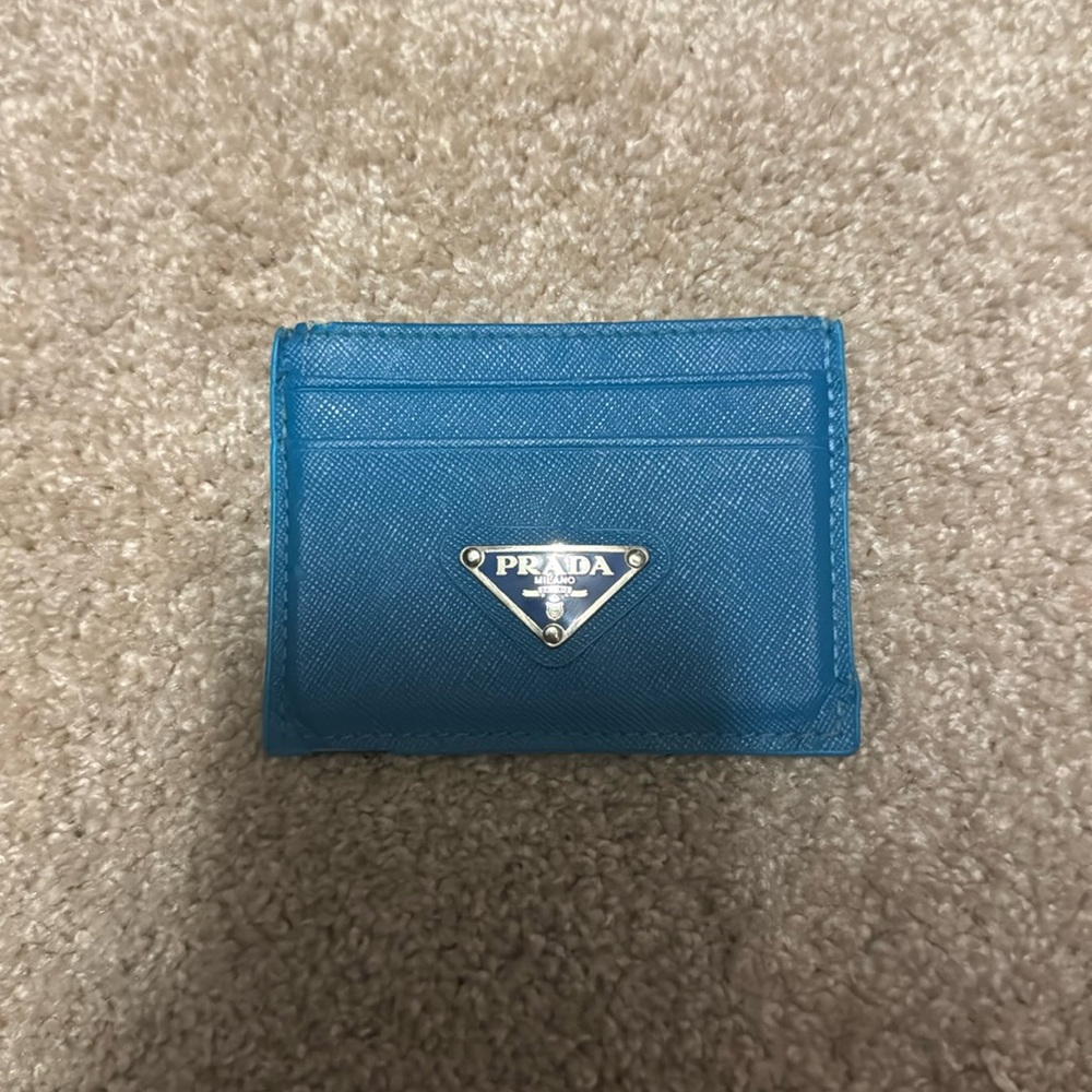 Blue prada wallet card holder